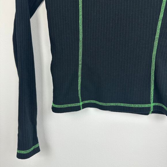 Nike Womens Crewneck Long Sleeve Swoosh Logo Contrast Black/Green Shirt Small - Picture 7 of 10